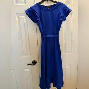 Royal Blue Midi Formal Dress Ruffle Sleeve size Small